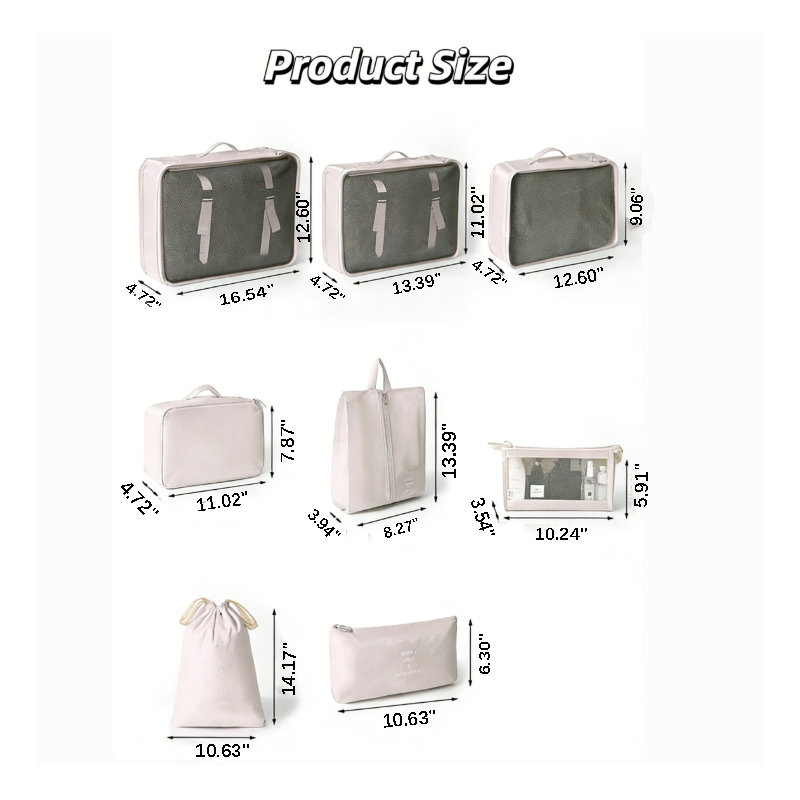 8 Set Packing Cubes for Travel Suitcase Organizer Bags Luggage Packing Cubes Set Travel Essentials Accessories（Black）