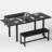 Vidala 63" Extendable Dining Table Set with Benches, Rectangular Wood and Metal Kitchen Table Set for 6-8 People, Space-Saving Expandable Dining Room Furniture, Multifunctional Small Apartment Table-265712241