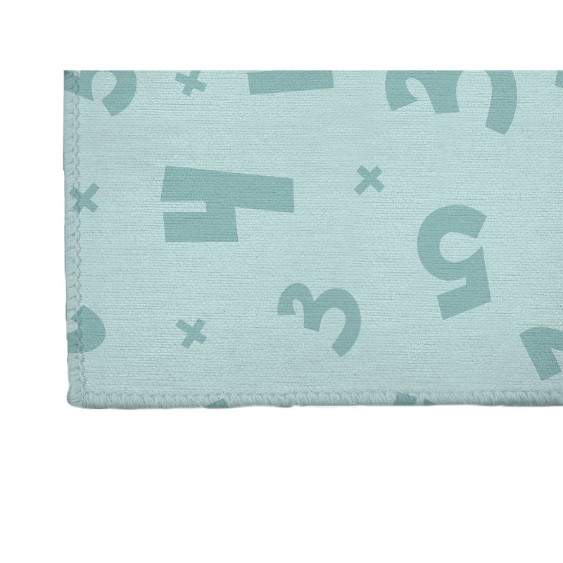 Number Match Kids Play Mat, Light Blue/Blue/Ivory, Rectangle 3' x 5'
