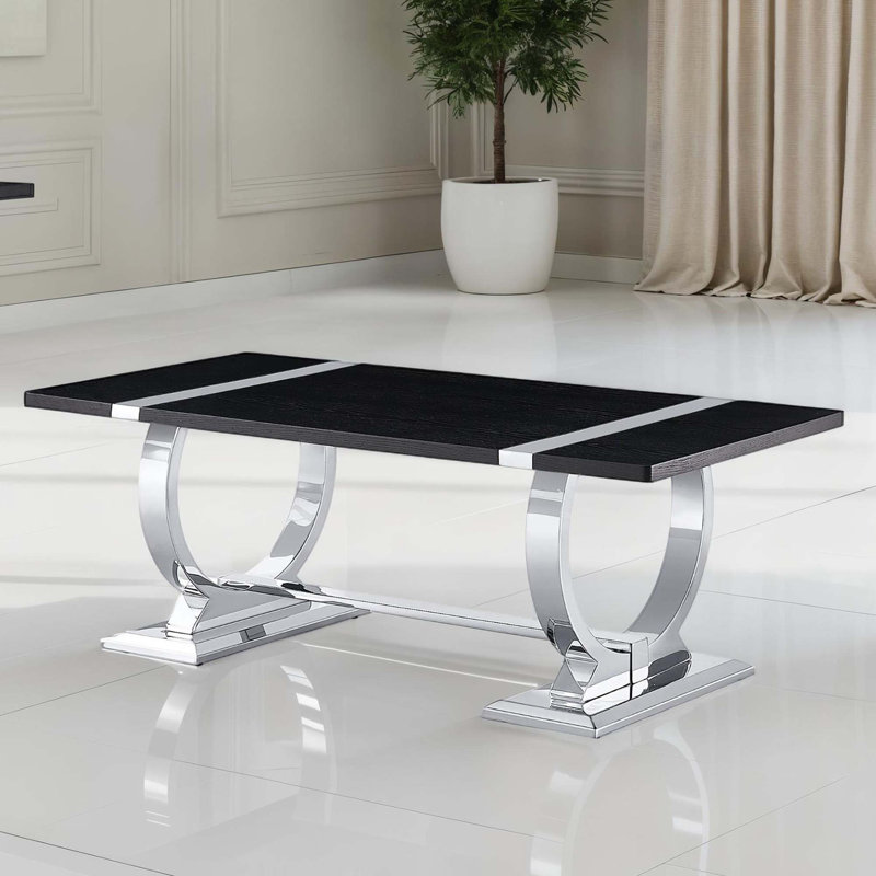 Table basse contemporaine en forme de O, Black;Silver