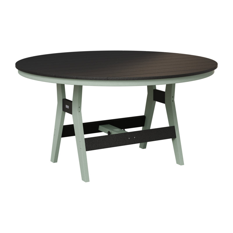 Harbor Outdoor Round Bar Table, Seafoam, 35.5" H x 60" W x 60" D, Black