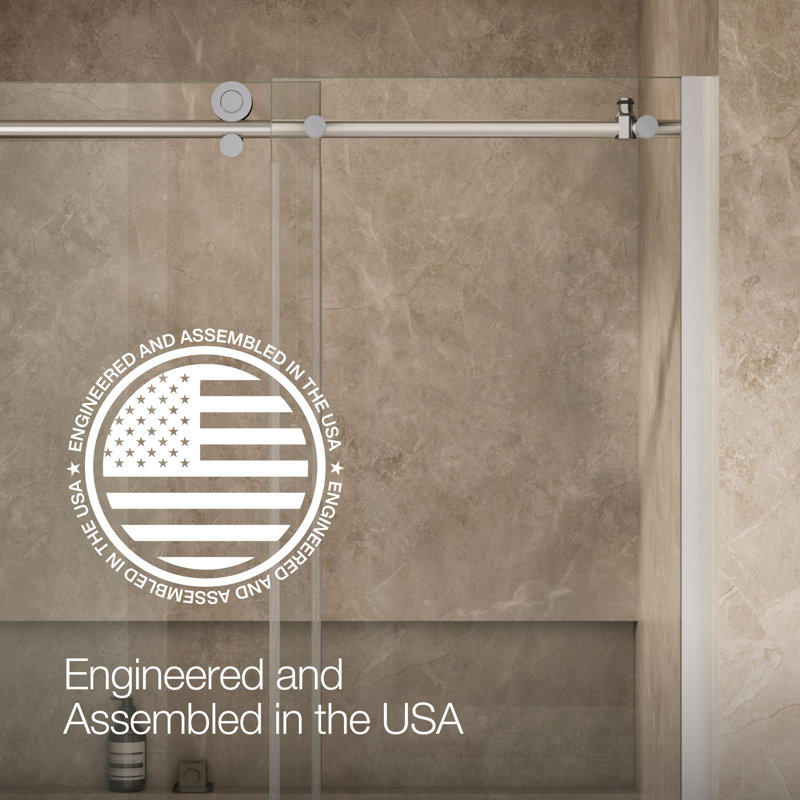 Composed Sliding Shower Door, 78 In. H X 44-1/8 - 47-7/8 In. W, With 3/8 In. Thick Crystal Clear Glass, Silver