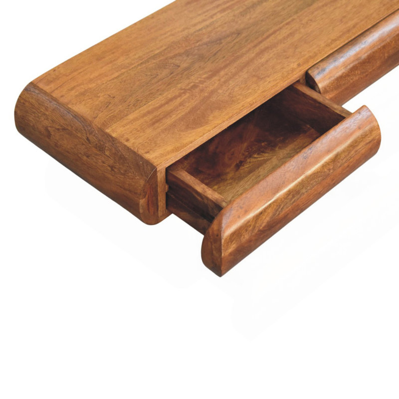 Console murale en bois massif Solis, Marron foncé, H 4,72 po x l 43,31 po x P 12,6 po
