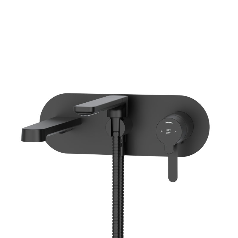 Garniture de robinet de baignoire thermostatique / à pression équilibrée murale Nibi, Noir