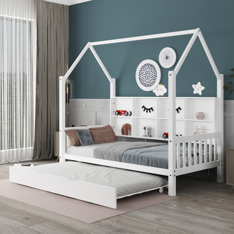 Lit plateforme avec lit gigogne Harper Orchard, Blanc, Simple