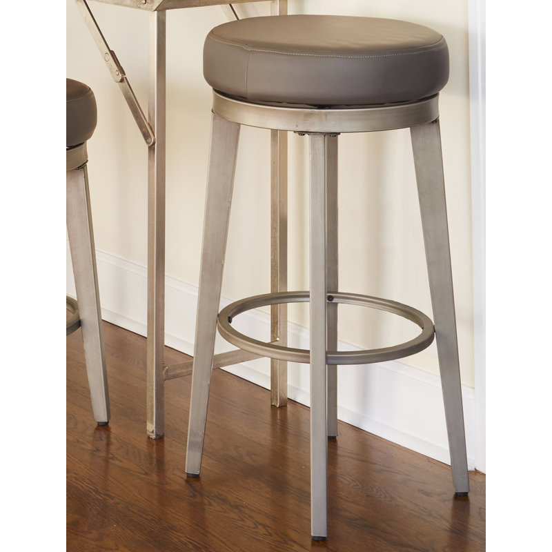 Tabouret de bar pivotant 30,5 po Gadberry, Gris, Étain brossé, 30.5"