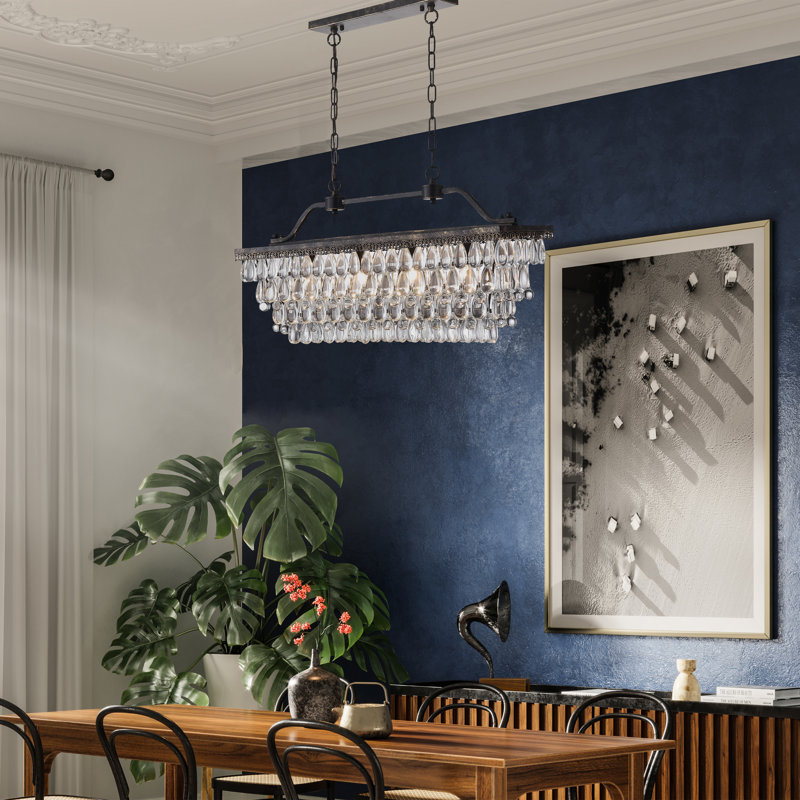 Atef 6 - Light Unique Tiered Chandelier, Antique Bronze, 4 Lights