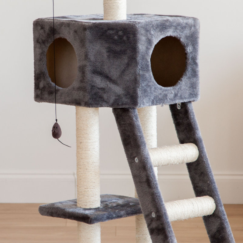 Gray and Beige Sisal 3-Tier Plush Cat Tree