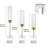 Hurricane Candle Holders, Gold Metal Stand with Clear Glass Cylinders, Elegant Tiered Centerpieces Wind Protection for Wedding, Table Centerpieces, Party, Home Decor, Modern Style