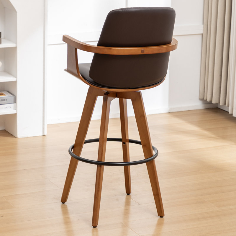 Swivel Upholstered Counter Stool, Counter Stool (67cm Seat Height), Brown