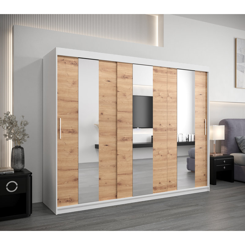 Ayran 3 Door Manufactured Wood Wardrobe, Matte White