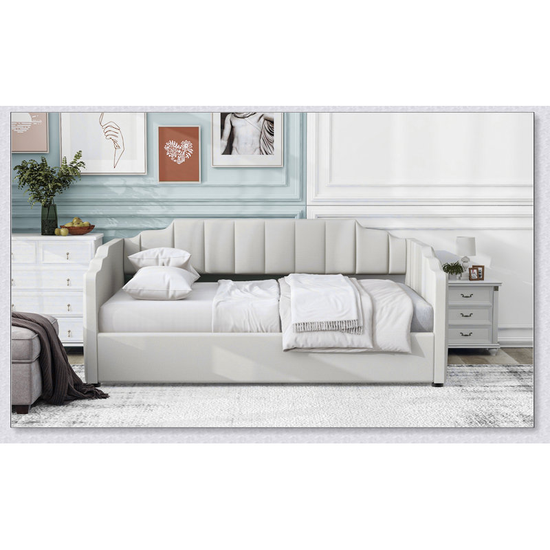 Upholstered Daybed With Underneath Storage, White