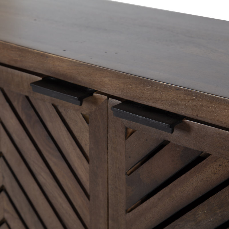 Armoire d'appoint à 2 portes en bois massif Valatie, Brun naturel