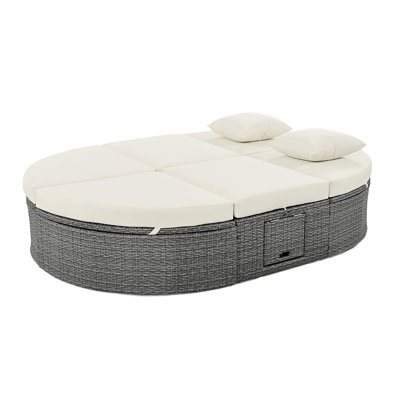 Gurnsey Patio 2-Person Rattan Daybed Sofa with Adjustable Backrests