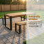 Ensemble de table de salle à manger d'extérieur 3 pièces avec 2 bancs - plateau en bois d'acacia et structure en acier, texture de grain de bois unique, ensemble de salle à manger de patio pour le jardin, la terrasse, le balcon ou les réceptions intérieures / extérieures