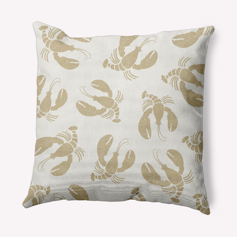 Coussin décoratif bord de mer Ludwig Lobster Fest PAN405, Taupe, 26 po x 26 po