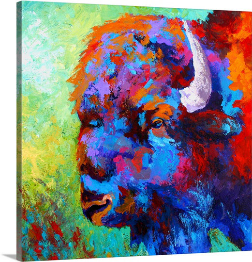 «Bison Head II» par Marion Rose, reproduction d'art sur toile, H 30 po x l 30 po x P 1,25 po