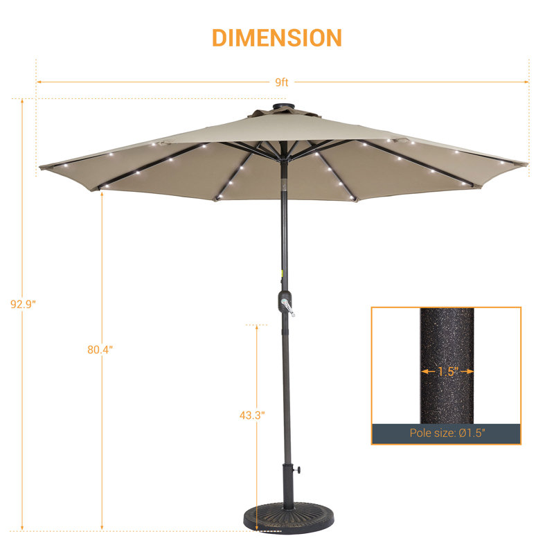 Parasol de marché éclairé 108 po Jamieson, Taupe