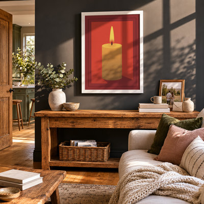 Golden Flame Minimalist - Framed Print