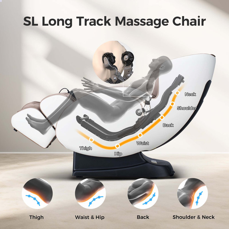 Fauteuil de massage 3D Zero Gravity, fauteuil inclinable de shiatsu complet avec application, Beige