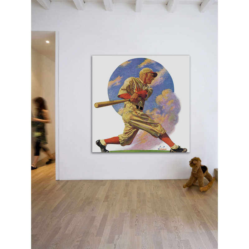 « baseball ball » par j.f. kernan, reproduction d’art sur toile tendue, H 40 po x l 40 po x P 1,5 po