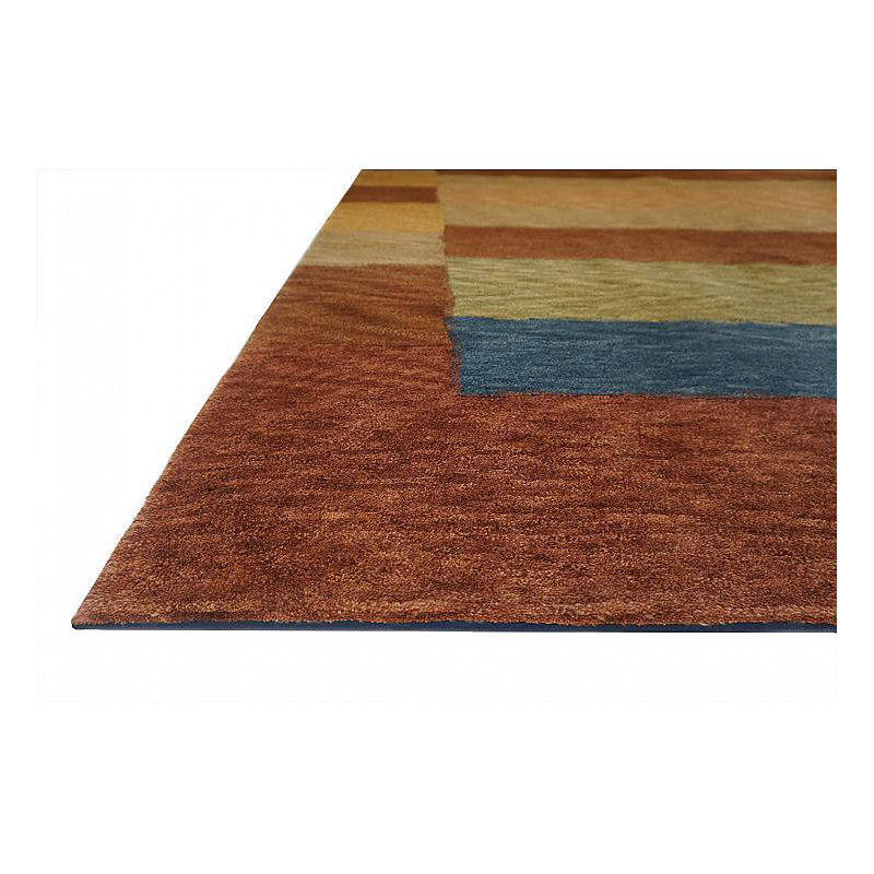 Tapis brun / bleu / gris en laine noué à la main Plateau, Rectangle 8 pi x 10 pi