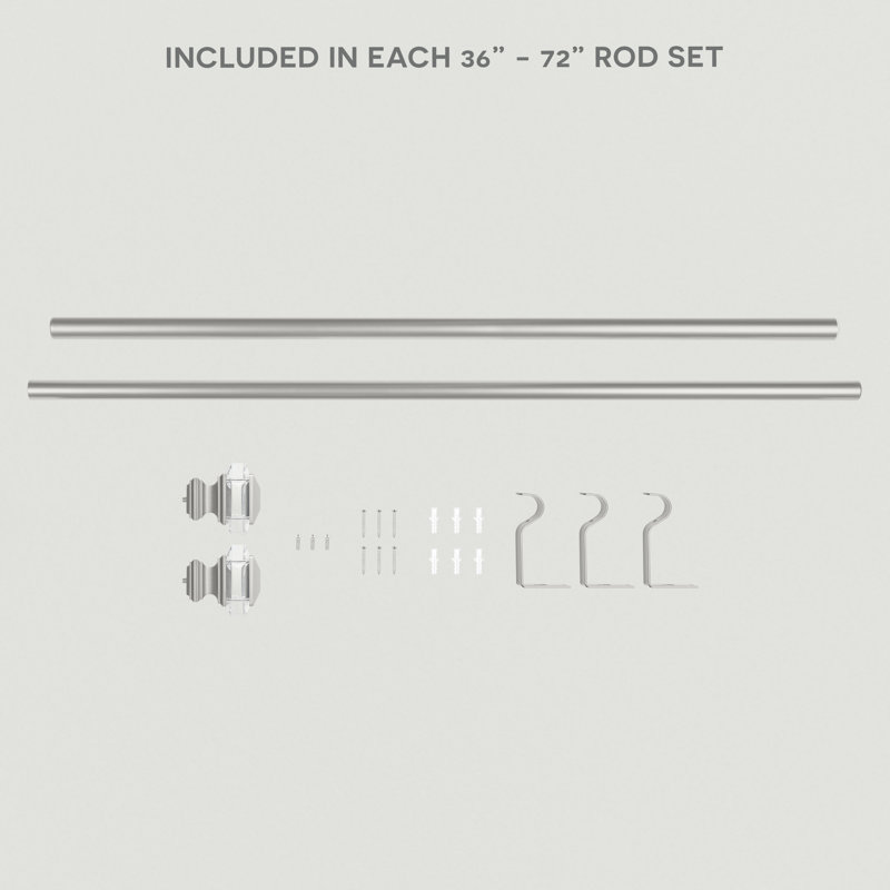 Tringle à rideaux simple réglable 66 "à 120" 1 "Illinois, De 36 po à 72 po de largeur, Argenté mat