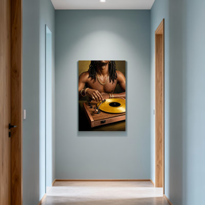 Fashion Man With Dreadlocks Playing Vinyl Record