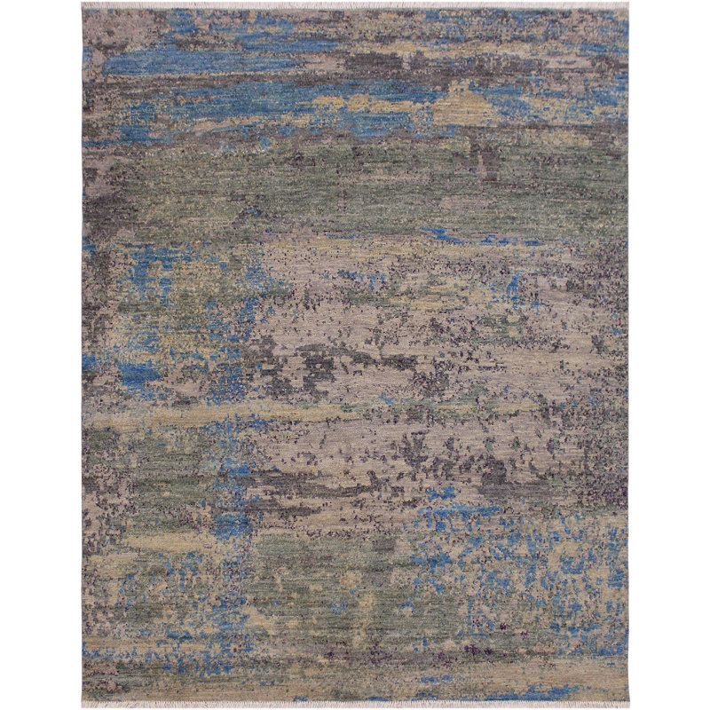 Mccarthy Oriental Handmade Hand-Knotted Rectangle 7'7" x 7'9" Wool in Gray