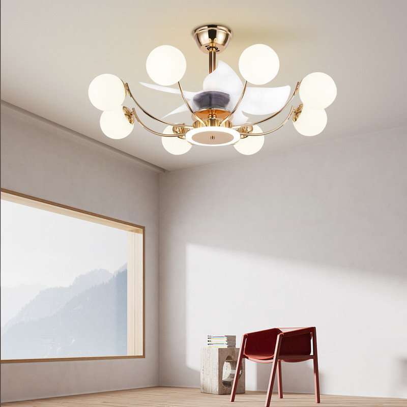 Ventilateur de plafond 35,4 po avec 8 lumières Kanov, Or
