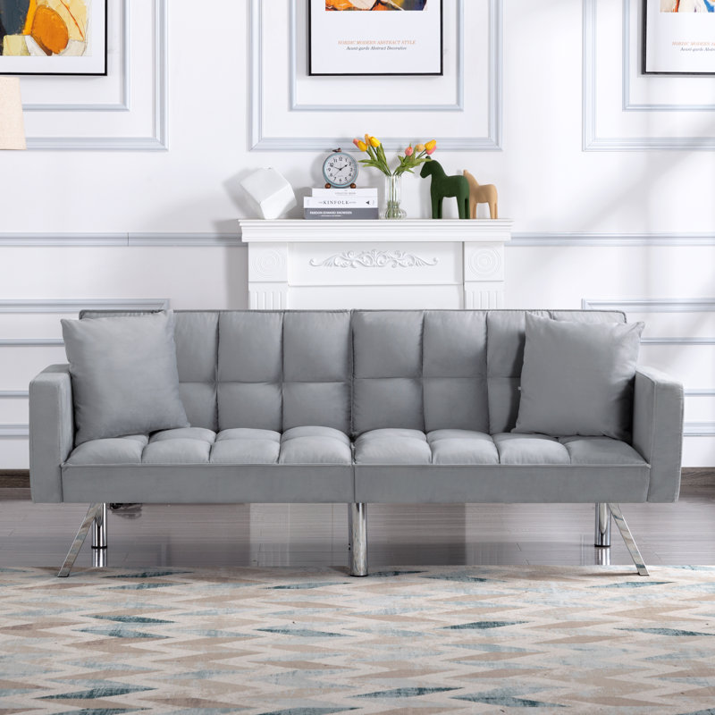 Canapé futon convertible inclinable 74 po Elegra, Gris clair