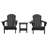 3-Piece HDPE Folding Adirondack Chair Set with Hidden Cup Holder & Side Table, All-Weather Outdoor Patio Chairs for Backyard, Fire Pit, Porch, Deck & Garden-401569120