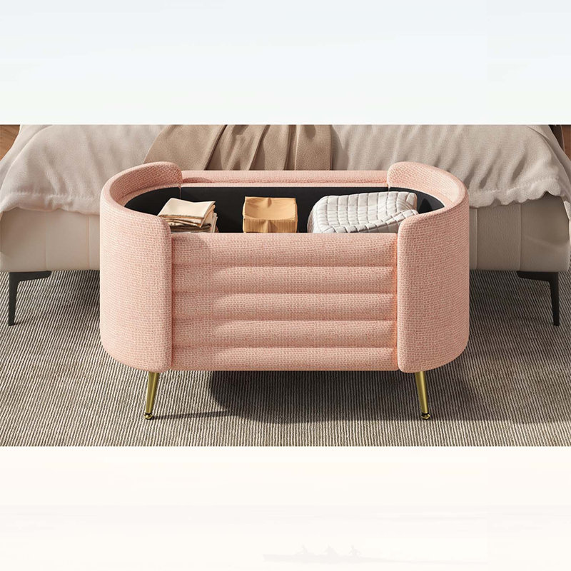 Repose-pieds moderne avec rangement en chenille moderne avec grand compartiment caché, idéal pour le salon et la chambre à coucher