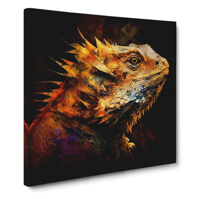 Bearded Dragon Abstract Expressionism - Wrapped Canvas