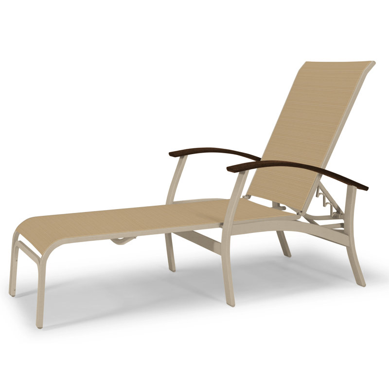 Belle Isle Outdoor Chaise Lounge, Textured Beachwood, Forest Forest Green 22D Sunbrella®, Kona P10