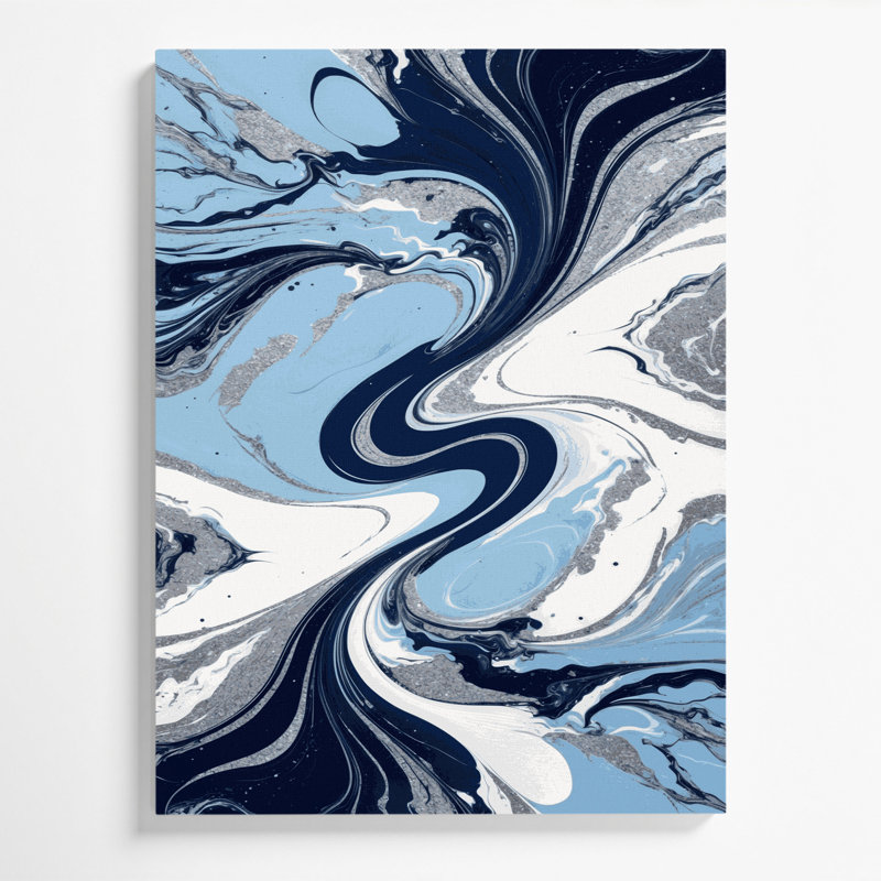 Abstrait art fluide sur toile grise 65, H 14 po x l 11 po
