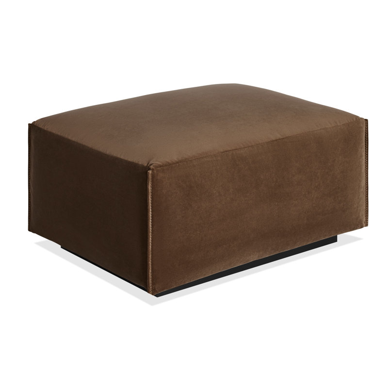 Cleon Ottoman, Coffee Velvet Polyester Blend