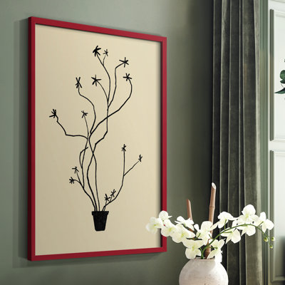 Spring Sprig Vase II Framed Print - Solid Wood