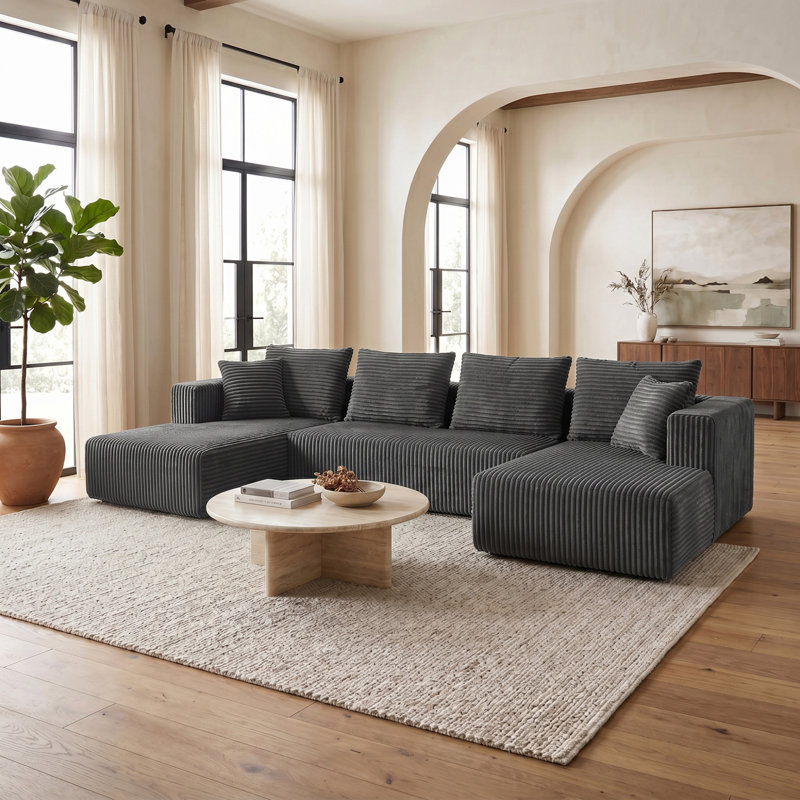 Canapé modulaire réversible surdimensionné Boneless, Grey Polyester Blend