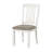 Dola Side Dining Chair Set Of 2, Rustic White Wood, Gray Fabric, Slat Back