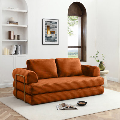Canapé-lit convertible, futon de lit pliant en velours côtelé, conception désossée avec coussins en mousse, ergonomique et doux, pour le salon, la chambre à coucher