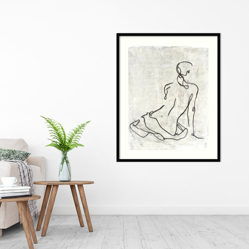«Embellished Gestural Contour I (Nude)» par Ethan Harper - reproduction de cadre photo sur papier, H 41 po x l 33 po