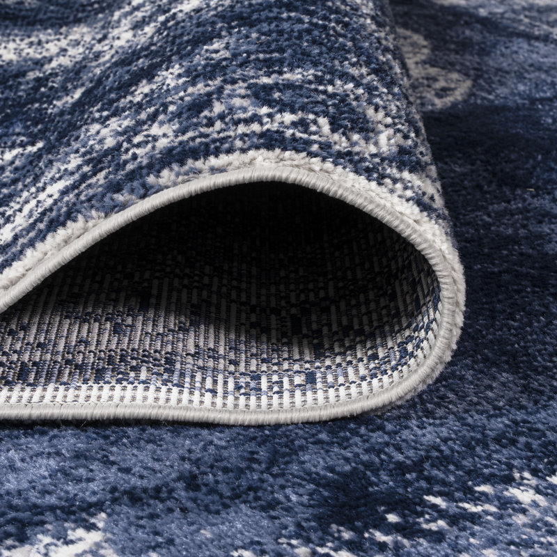 Tapis bleu marine / ivoire, Rectangle 5 pi 3 po x 7 pi 6 po