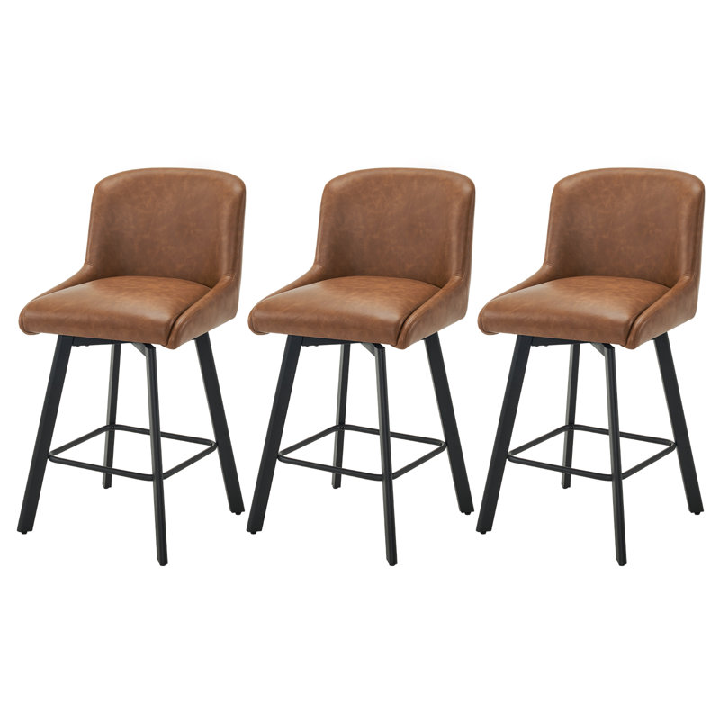Brown 26"H Swivel Counter Height Bar Stools for Kitchen Island, Bar Stool = 26” Seat Height , Brown, 3