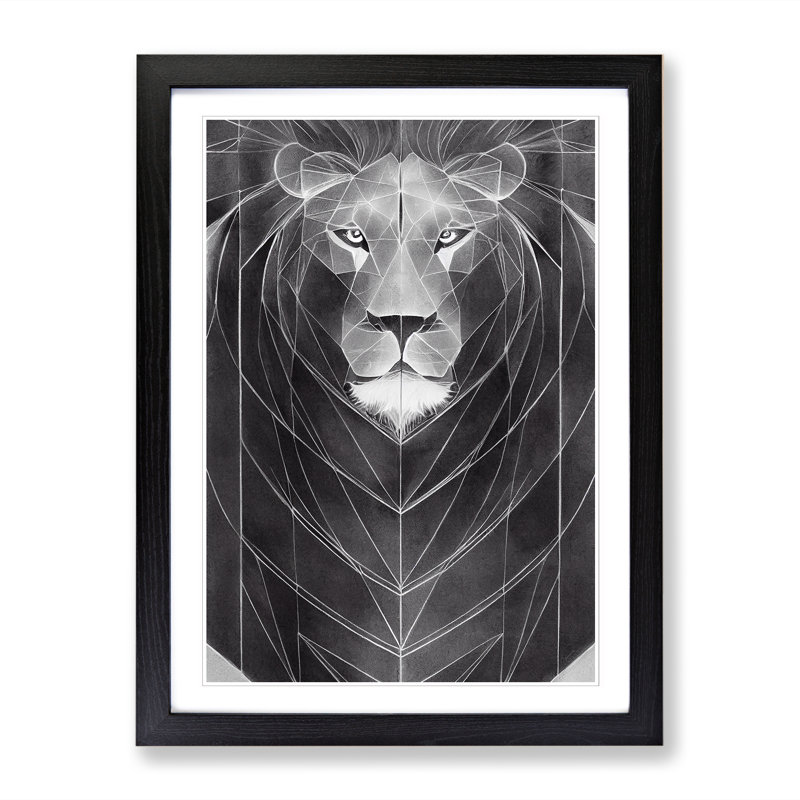 Lion View - Single Picture Frame Print, Black, 64cm H x 46cm W x 2cm D