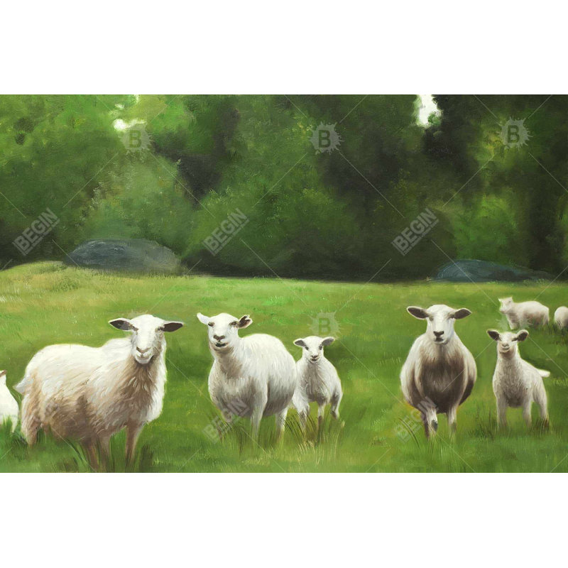 Fields of Sheep - Décoration de chambre en toile blanche pour la maison