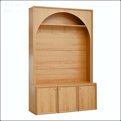 All-in-One Arched Hall Tree with Adjustable Shelves and 4 Golden Hooks