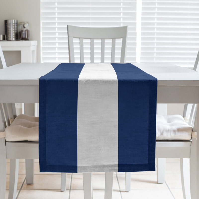Edmonton Table Runner, 72" x 16", Orange/White/Orange, Polyester