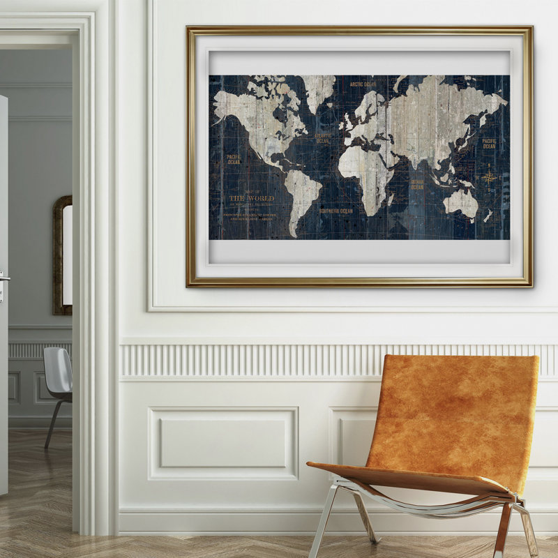 " Old World Map ", Gold, 20" H x 24" W x 1.5" D
