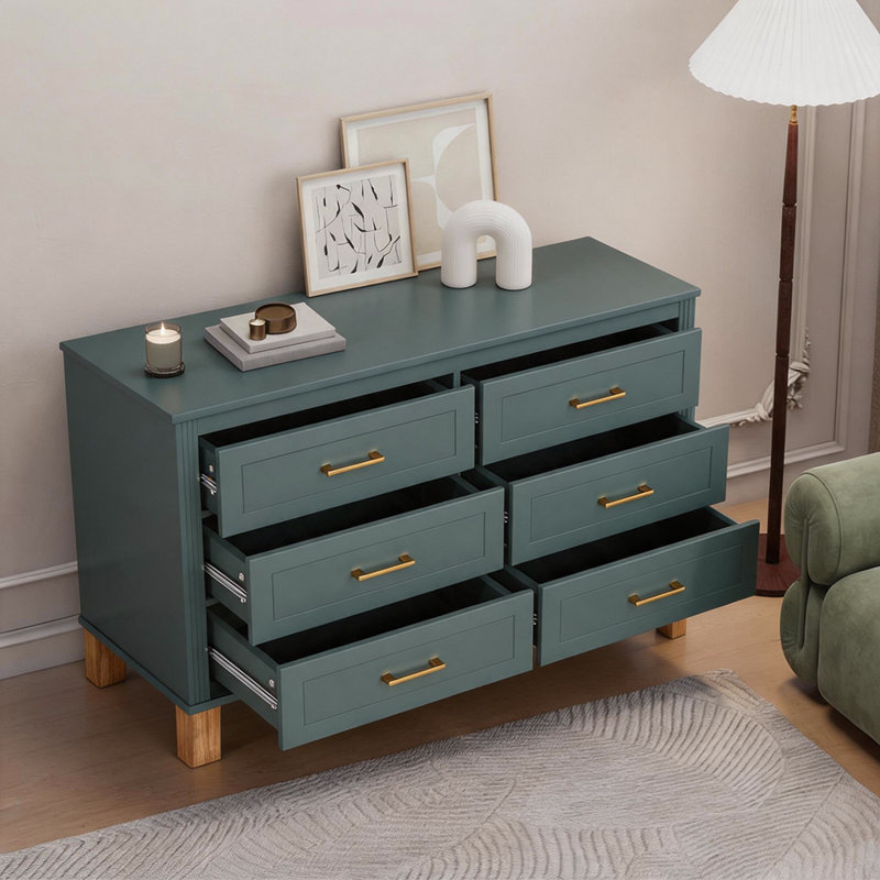 Commode double 6 tiroirs, Vert clair